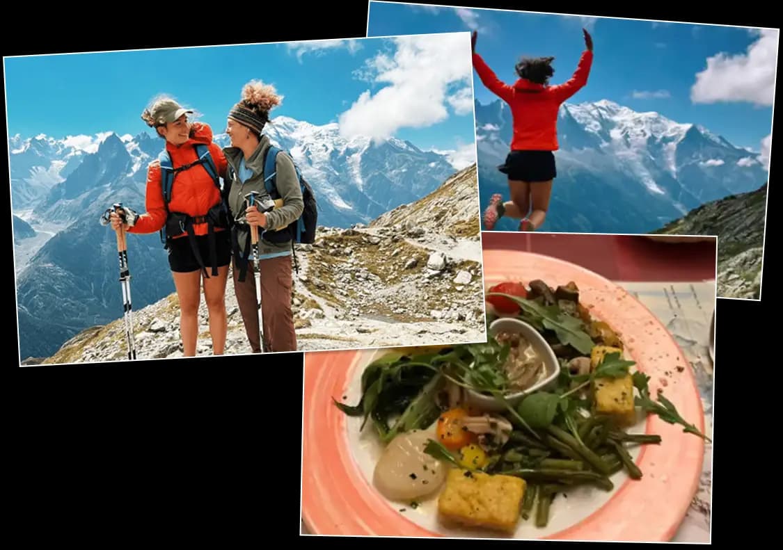 Check out her <a href="https://wellandgoodtravel.com/tour-du-mont-blanc-itinerary/" target="_blank" rel="noopener noreferrer" class="text-blue-600 hover:text-blue-800 underline">travel guide</a> for Tour du Mont Blanc