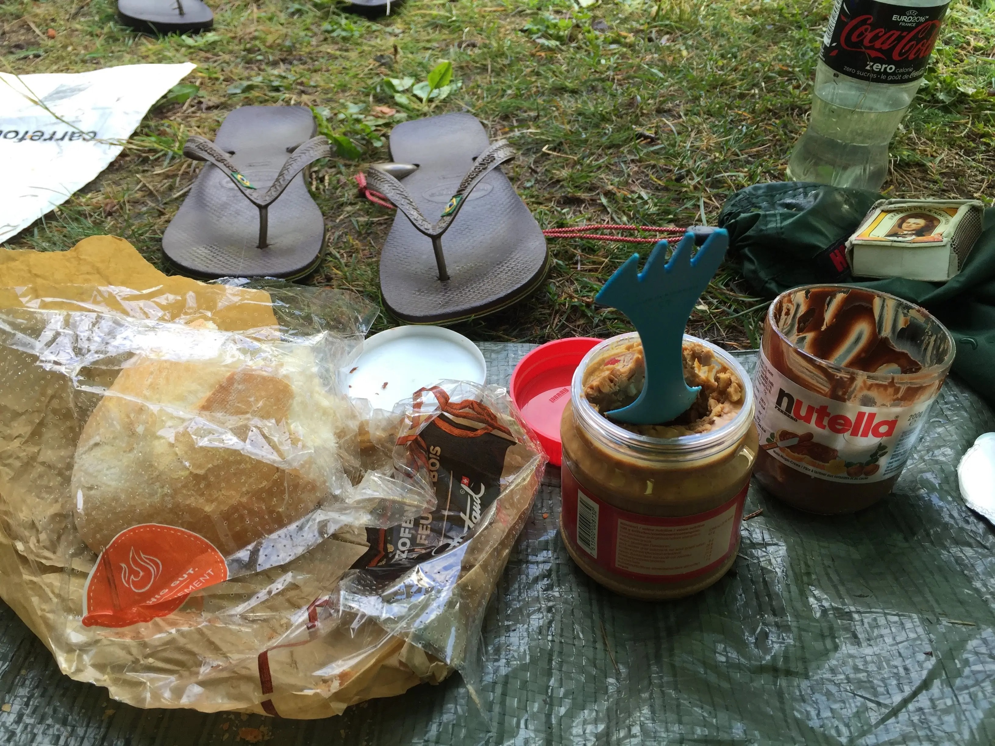 A simple but satisfying trail-side meal prepared at a campsite A simple but satisfying trail-side meal prepared at a campsite